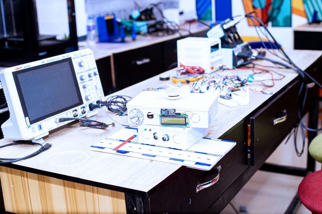 Electronics components laid out on a workbench